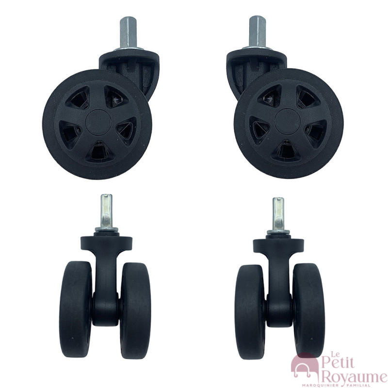Roulettes doubles diamètre 5 cm pour valises rigides compatibles avec Delsey Moncey