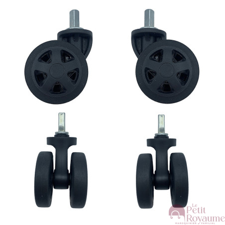 Roulettes doubles diamètre 5 cm pour valises rigides compatibles avec Delsey Moncey