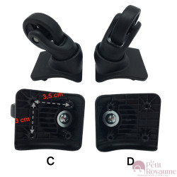 Single replacement wheels D486 for 4-wheeled softside luggages, suitable for brands such as Delsey and many others.