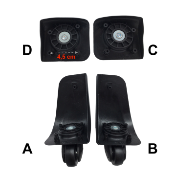 Single replacement wheels 8066/D-247 for 4-wheeled softside luggages, suitable for many brands such as Lys and David Jones