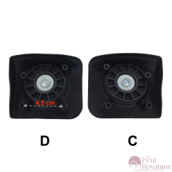 Single replacement wheels 8066/D-247 for 4-wheeled softside luggages, suitable for many brands such as Lys and David Jones