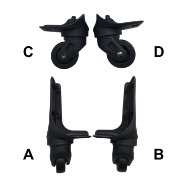 Single replacement wheels 6046Bis for 4-wheeled softside luggages, suitable for many brands such as Lys and David Jones