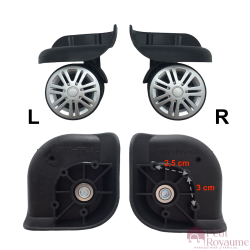 Double replacement wheels HDF22 for 4-wheeled hardside luggages, suitable for Delsey Airfrance