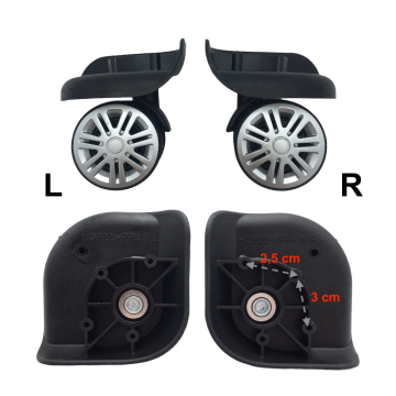 Double replacement wheels HDF22 for 4-wheeled hardside luggages, suitable for Delsey Airfrance