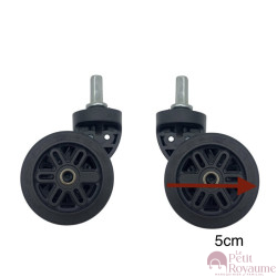 Double replacement wheels for 4-wheeled hardside luggages suitable for Delsey Belfort 70 cm, 76 cm, 82 cm, Belmont, Moncey