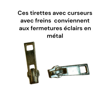 Lot de 2 Tirettes avec curseurs TAC-doré compatibles valises rigides ou toiles Samsonite, Delsey et d'autres marques