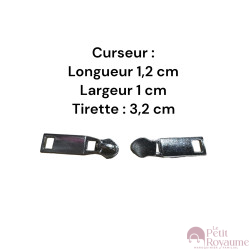 Lot de 2 Tirettes avec curseurs TAC-L011gris PM compatibles valises rigides ou toiles Samsonite, Delsey et d'autres marques