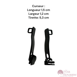 Lot de 2 Tirettes avec curseurs TAC21300 compatibles valises rigides ou toiles Samsonite, Delsey et d'autres marques