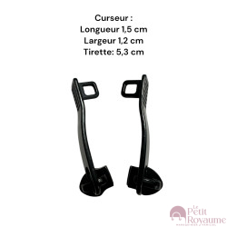 Lot de 2 Tirettes avec curseurs TAC21300 compatibles valises rigides ou toiles Samsonite, Delsey et d'autres marques