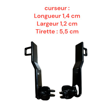 Lot de 2 Tirettes avec curseurs TAC- Ab1212 compatibles valises rigides ou toiles Samsonite, Delsey et d'autres marques