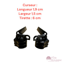 2 Tirettes avec curseurs doubles CD01  compatibles valises rigides ou toiles Samsonite, Delsey et d'autres marques