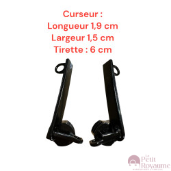 2 Tirettes avec curseurs doubles CD01  compatibles valises rigides ou toiles Samsonite, Delsey et d'autres marques