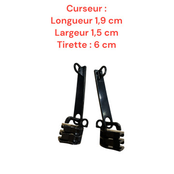 2 Tirettes avec curseurs doubles CD01  compatibles valises rigides ou toiles Samsonite, Delsey et d'autres marques