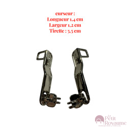 Lot de 2 Tirettes avec curseurs Delsey04 compatibles valises rigides ou toiles Samsonite, Delsey et d'autres marques