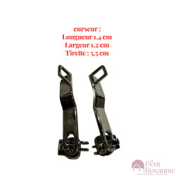 Lot de 2 Tirettes avec curseurs Delsey04 compatibles valises rigides ou toiles Samsonite, Delsey et d'autres marques