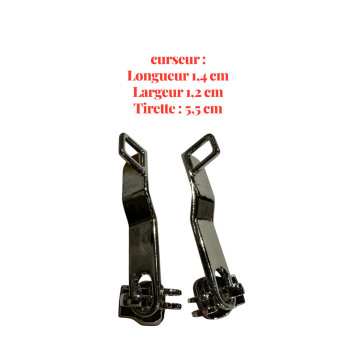 Lot de 2 Tirettes avec curseurs Delsey04 compatibles valises rigides ou toiles Samsonite, Delsey et d'autres marques