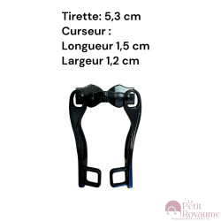 Lot de 2 Tirettes avec curseurs TAC-D3 noirs compatibles valises rigides ou toiles Samsonite, Delsey et d'autres marques