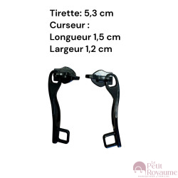 Lot de 2 Tirettes avec curseurs TAC-D3 noirs compatibles valises rigides ou toiles Samsonite, Delsey et d'autres marques