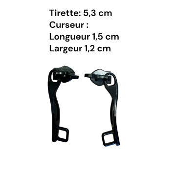 Set of 2 Zipper pulls TAC-D3 black for hardshell or softshell suitcases suitable for Samsonite, Delsey and other brands
