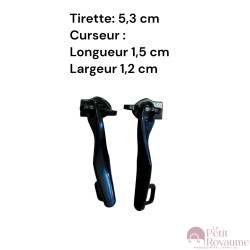 Lot de 2 Tirettes avec curseurs TAC-D3 noirs compatibles valises rigides ou toiles Samsonite, Delsey et d'autres marques