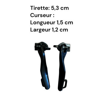 Set of 2 Zipper pulls TAC-D3 black for hardshell or softshell suitcases suitable for Samsonite, Delsey and other brands
