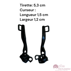 Lot de 2 Tirettes avec curseurs TAC-D3 noirs compatibles valises rigides ou toiles Samsonite, Delsey et d'autres marques