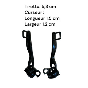Lot de 2 Tirettes avec curseurs TAC-D3 noirs compatibles valises rigides ou toiles Samsonite, Delsey et d'autres marques