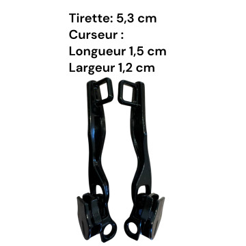Set of 2 Zipper pulls TAC-D3 black for hardshell or softshell suitcases suitable for Samsonite, Delsey and other brands