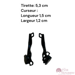 Set of 2 Zipper pulls TAC-D3 black for hardshell or softshell suitcases suitable for Samsonite, Delsey and other brands