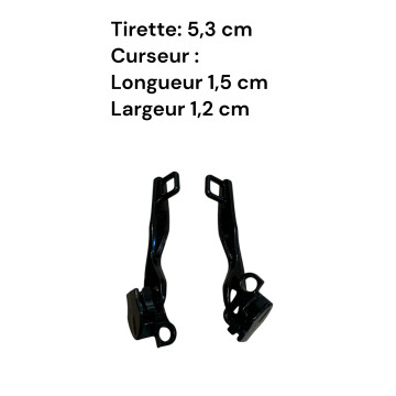 Lot de 2 Tirettes avec curseurs TAC-D3 noirs compatibles valises rigides ou toiles Samsonite, Delsey et d'autres marques