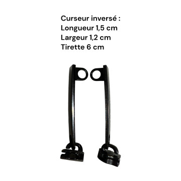 Lot de 2 Tirettes PM01avec curseurs inversés compatibles valises rigides ou toiles Samsonite, Delsey et d'autres marques