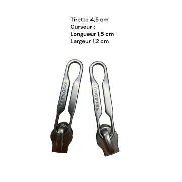 Lot de 2 Tirettes avec curseurs TAC-SAM compatibles valises rigides ou toiles Samsonite, Delsey et d'autres marques